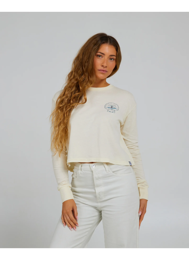 Salty crew FEMMES SCALLOP CROP LS OFF WHITE