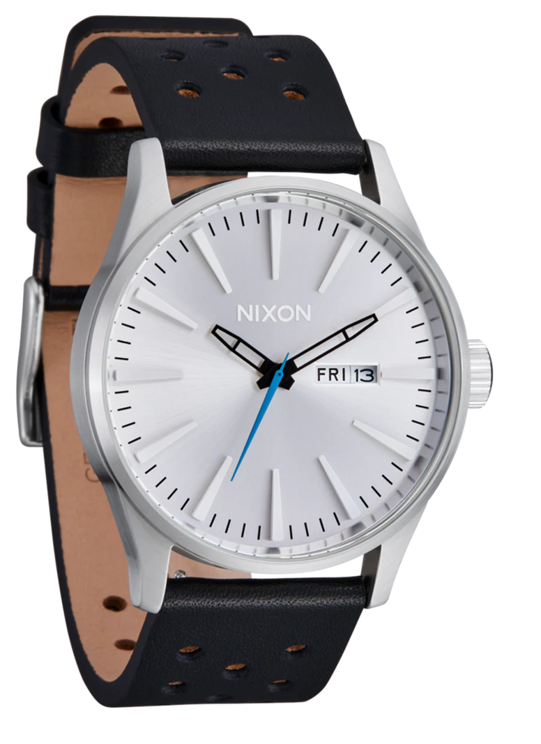 Nixon SENTRY LEATHER CHROME/SILVER SUNRAY/BLACK