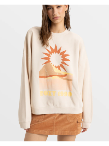Roxy WOMEN'S LINEUP OVERSIZED CREW PARCHMENT