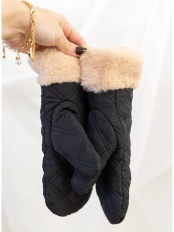 Only WOMEN'S JENNI QUILTED MITTENS BLACK