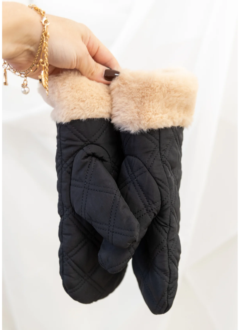 Only WOMEN'S JENNI QUILTED MITTENS BLACK