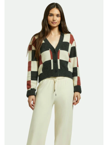 Brixton FEMMES RIVINGTON CREW COWHIDE/WHITECAP/BLACK CHECK