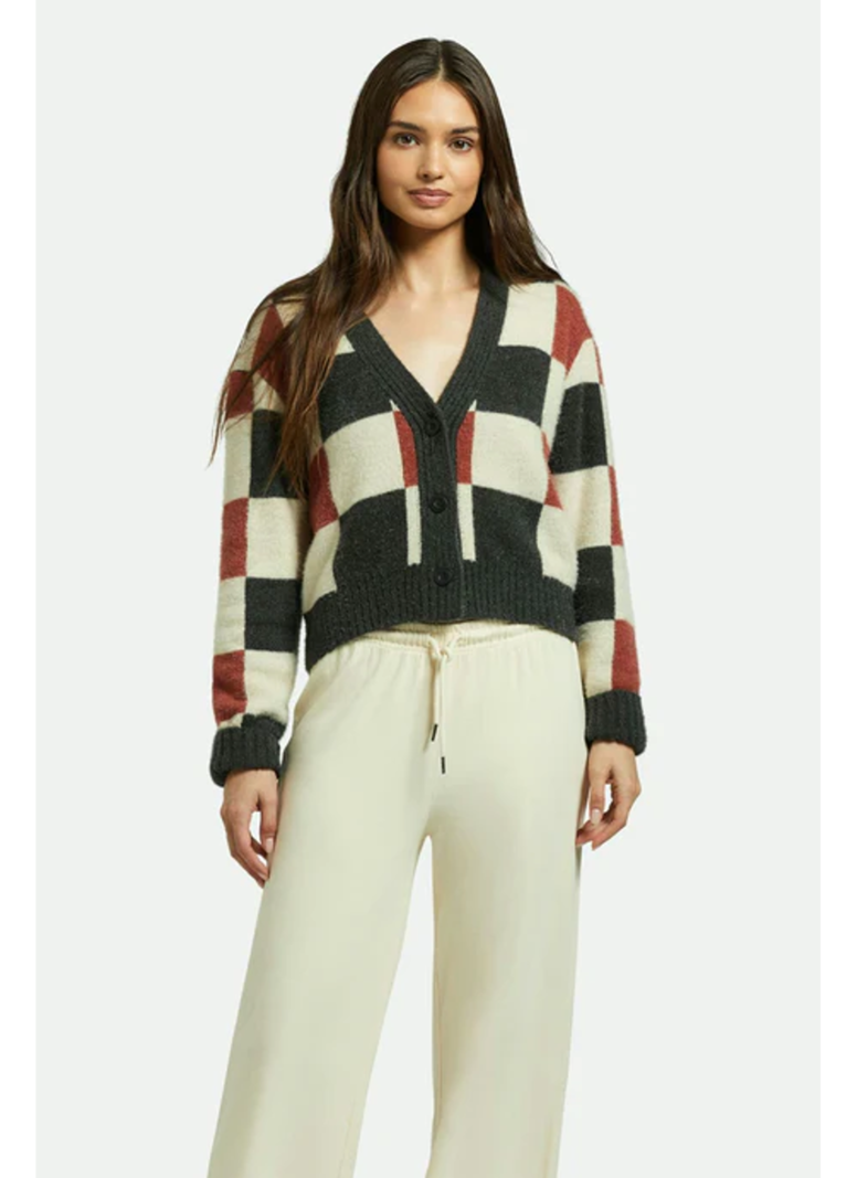 Brixton WOMEN'S RIVINGTON CREW COWHIDE/WHITECAP/BLACK CHECK