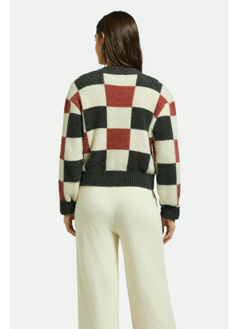 Brixton WOMEN'S RIVINGTON CREW COWHIDE/WHITECAP/BLACK CHECK