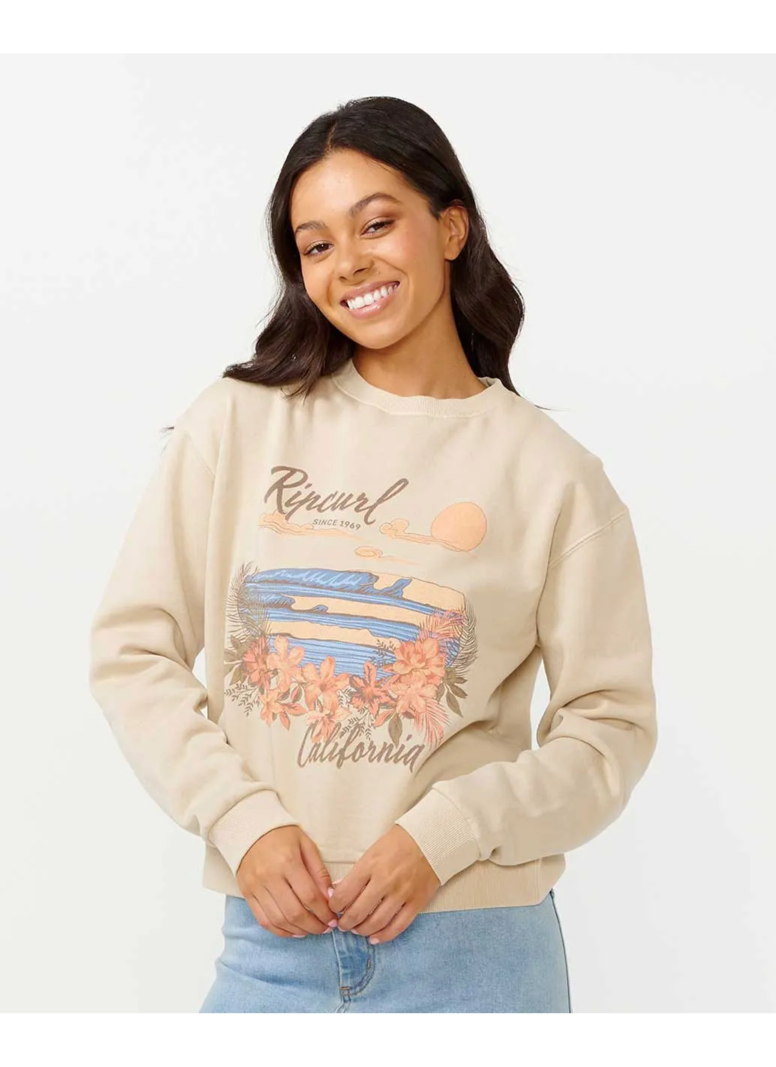 RIP CURL FEMMES WAVE GLIDERS RELAXED CREW NATURAL