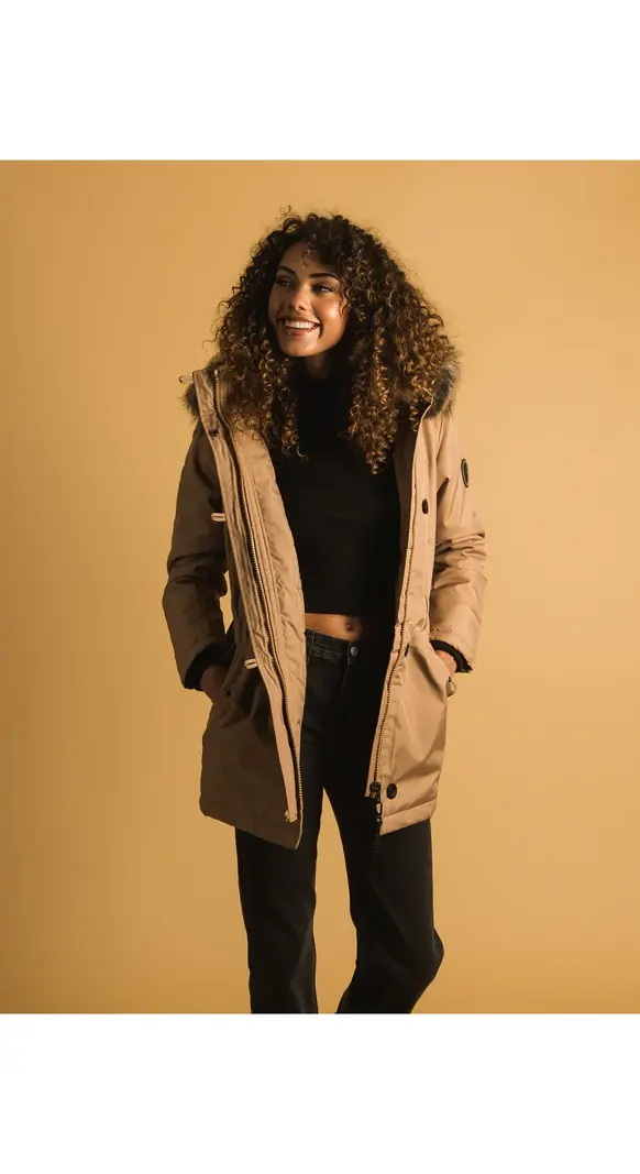 Only WOMEN'S IRIS FUR PARKA TIGERS EYE