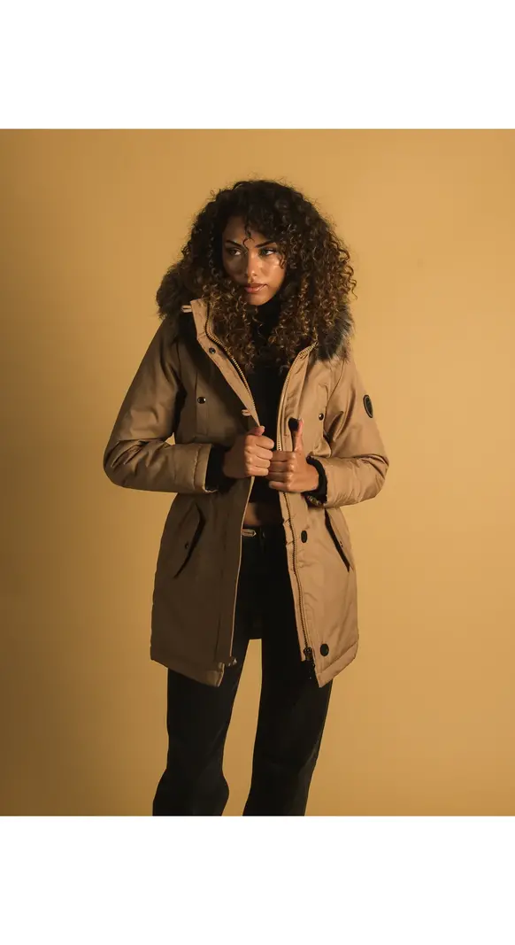 Only WOMEN'S IRIS FUR PARKA TIGERS EYE
