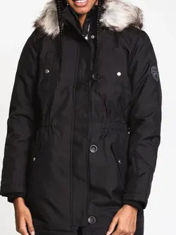 Only FEMMES IRIS FUR PARKA BLACK