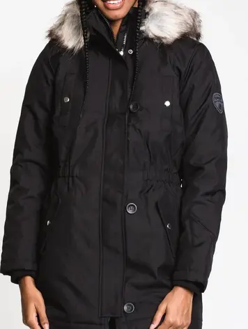 Only FEMMES IRIS FUR PARKA BLACK