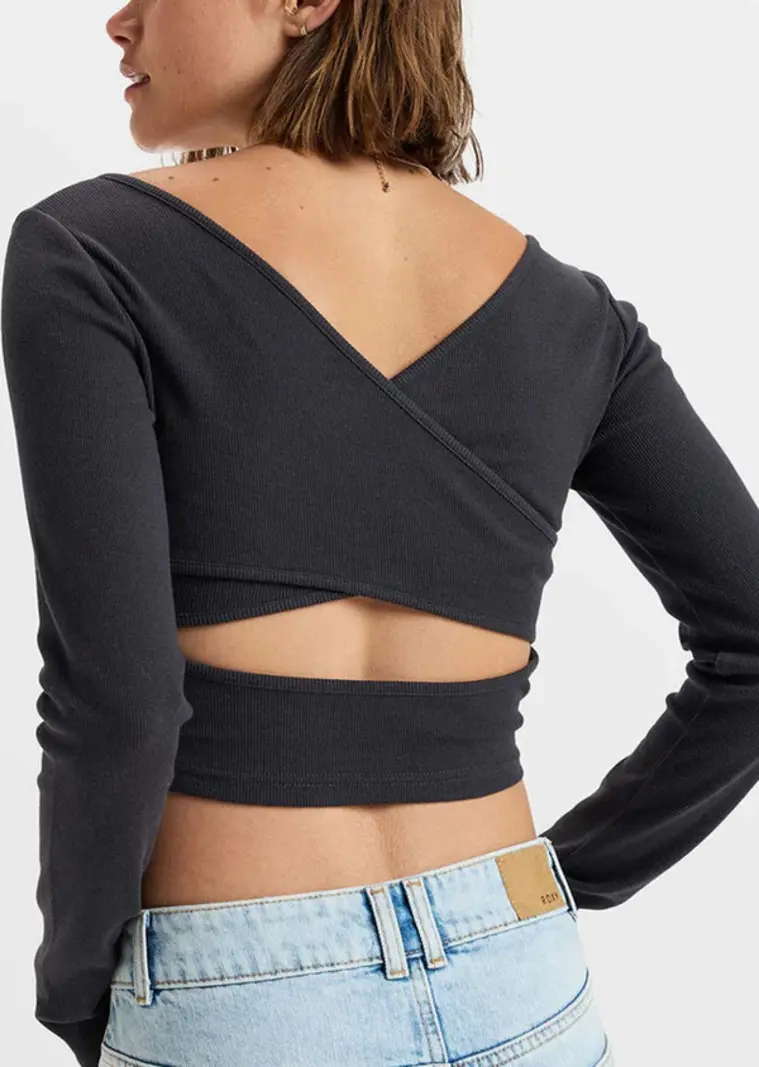 Roxy FEMMES GOOD KEEPSAKE LS RIB KNIT TOP PHANTOM