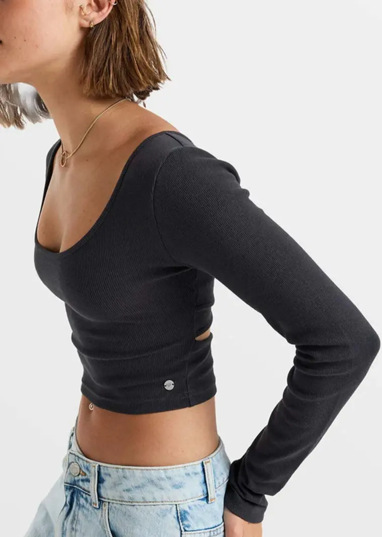 Roxy FEMMES GOOD KEEPSAKE LS RIB KNIT TOP PHANTOM