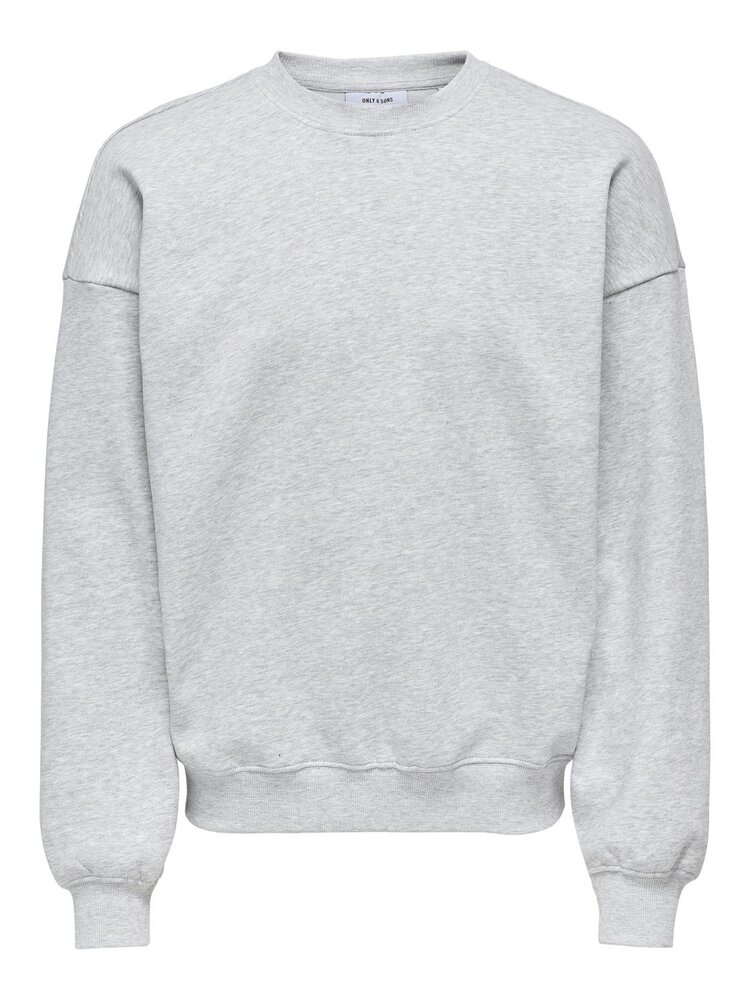 Only & Sons MEN'S TURNER LIFE VTG CREW NECK LIGHT GREY MELANGE