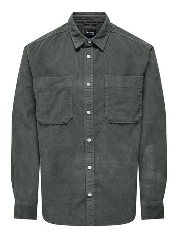 Only & Sons MEN'S SALP CORD LS CASTOR GRAY