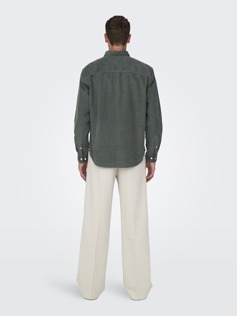 Only & Sons HOMMES SALP CORD LS CASTOR GRAY