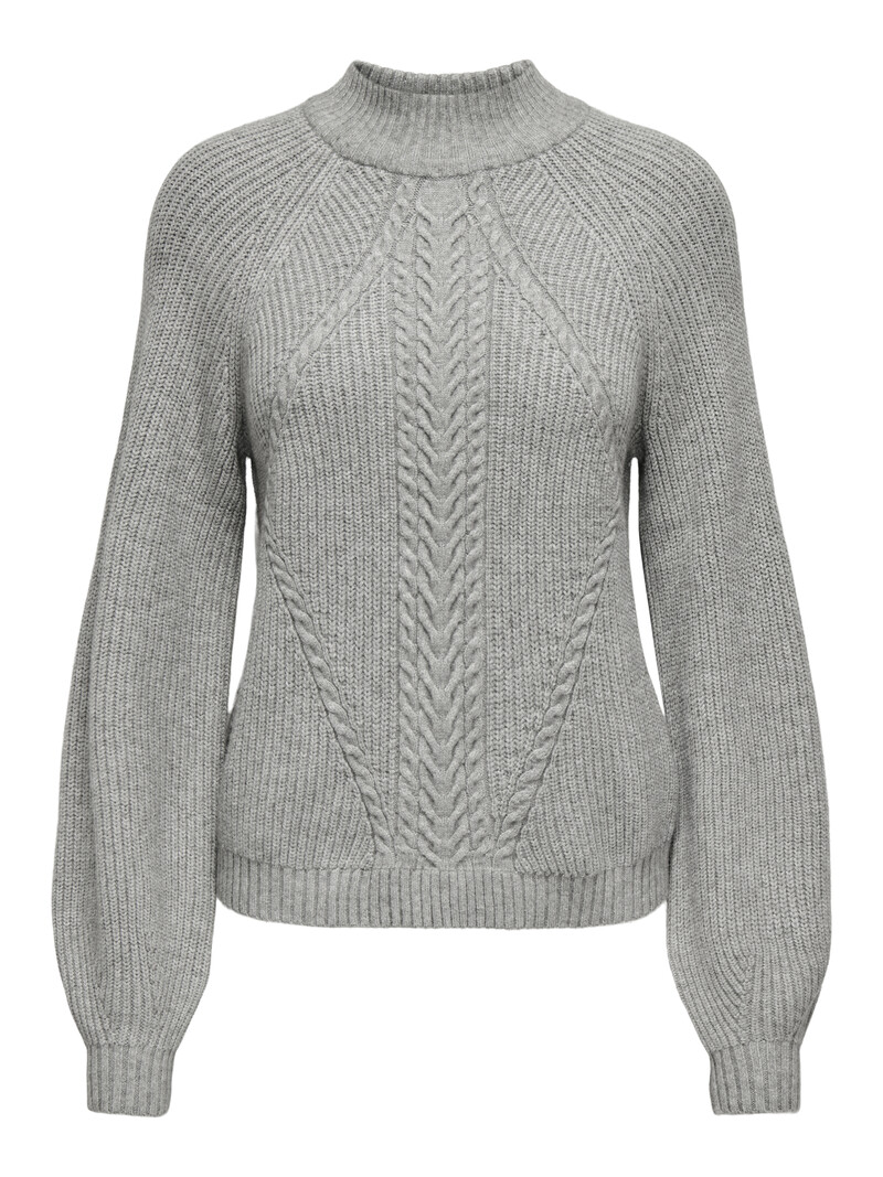 Only WOMEN'S KATIA LS DETAIL HIGHNECK KNIT MEDIUM GREY