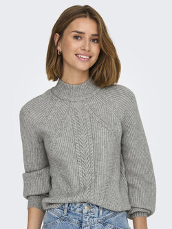 Only FEMMES KATIA LS DETAIL HIGHNECK KNIT MEDIUM GREY