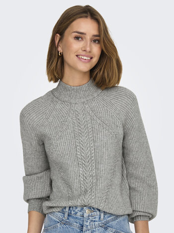Only FEMMES KATIA LS DETAIL HIGHNECK KNIT MEDIUM GREY