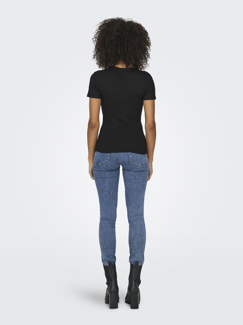 Only WOMEN'S EASY S/S O-NECK TOP BLACK
