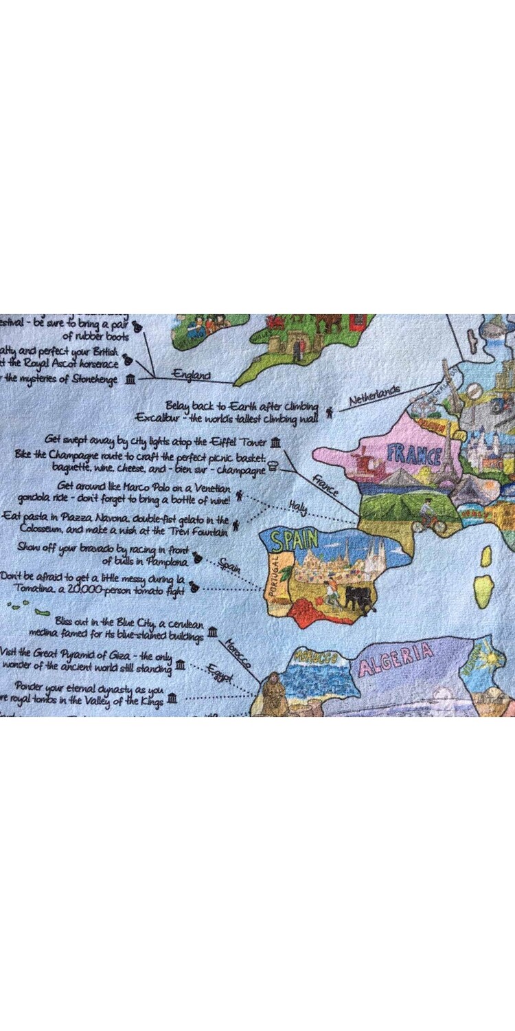 GLOBE TROTT-AIR TOWEL BUCKETLIST MAP