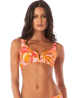 Maaji Swimwear PINK PALMS VICTORIA V WIRE BRALETTE BIKINI TOP