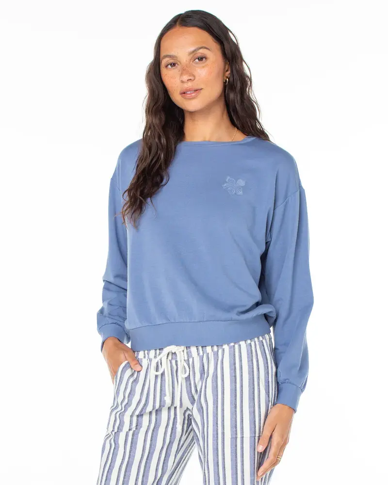 Roxy SURFING BY MOONLIGHT PULLOVER SWEATSHIRT INFINITY BLUE