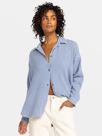 Roxy MORNING TIME WASHED LONG SLEEVE INFINITY BLUE