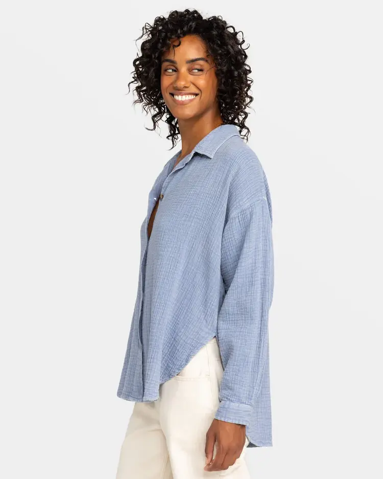 Roxy MORNING TIME WASHED LONG SLEEVE INFINITY BLUE