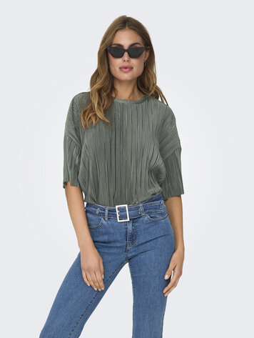 Only RAVENNA PLISSE TOP AGAVE GREEN