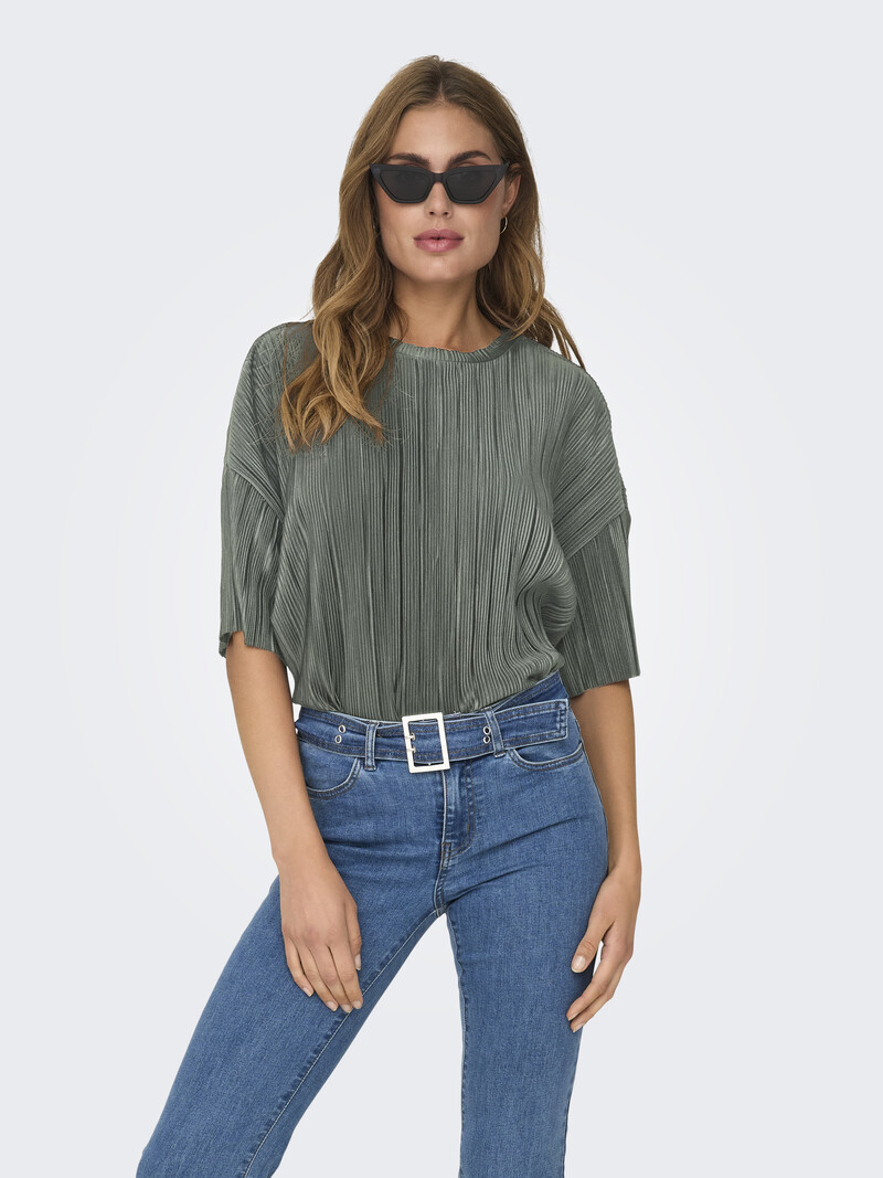 Only RAVENNA PLISSE TOP AGAVE GREEN