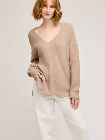Gentle fawn LISBON V-NECK KNIT SWEATER HEATHER TAUPE