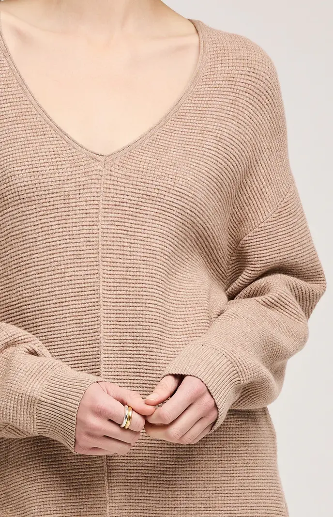 Gentle fawn LISBON V-NECK KNIT SWEATER HEATHER TAUPE