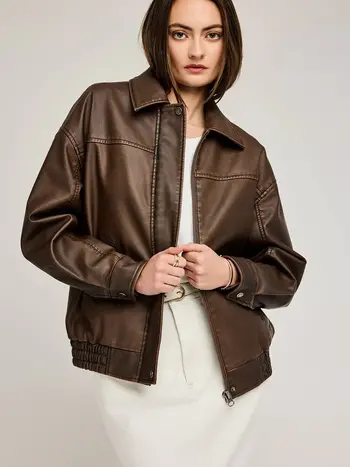 Gentle fawn FEMMES DANICA VEGAN LEATHER BOMBER CHOCOLATE