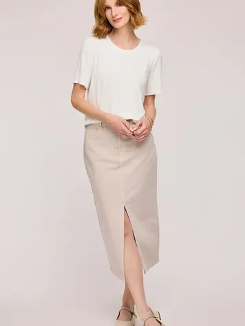 Gentle fawn GEORGIA MIDI SKIRT PEBBLE