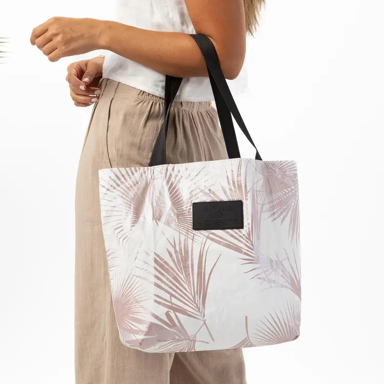 Aloha DAY PALMS REVERSIBLE TOTE ROSE GOLD