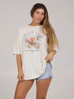 Salty crew WOMEN'S HOPPER COVER UP TEE OFF WHITE