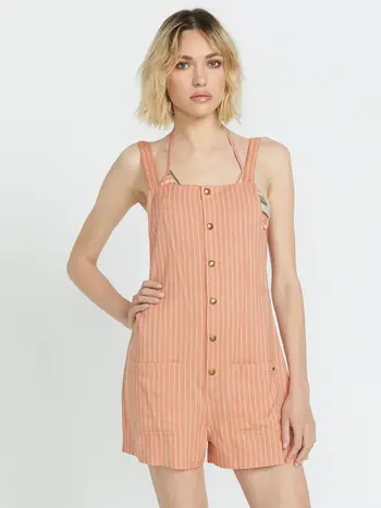 Volcom WOMEN'S STONE STRUT ROMPER SAND BROWN