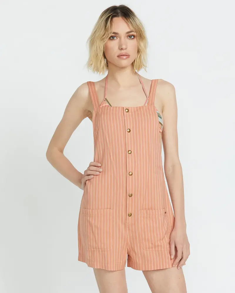 Volcom WOMEN'S STONE STRUT ROMPER SAND BROWN