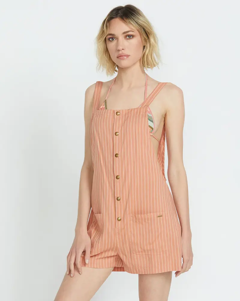 Volcom WOMEN'S STONE STRUT ROMPER SAND BROWN