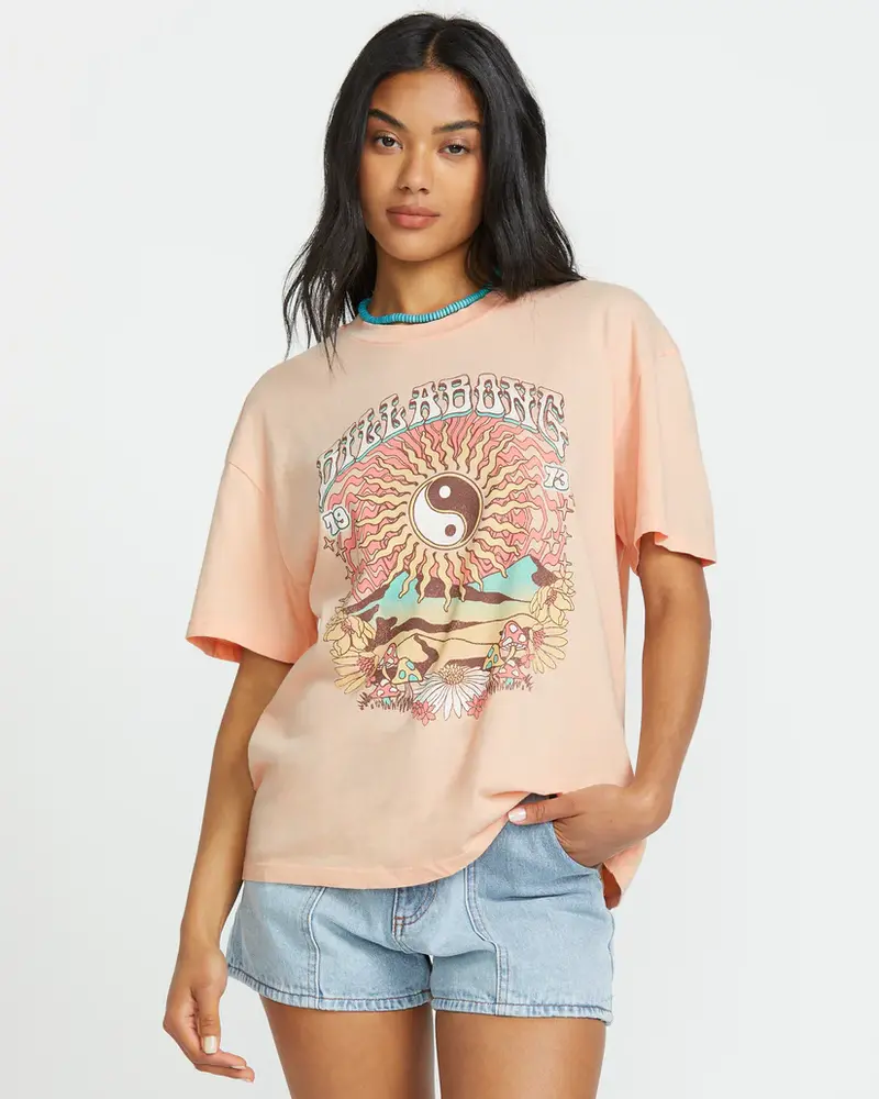 Billabong WOMEN'S IN THE BALANCE SHORT SLEEVE TEE SOFT PEACH