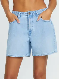Volcom FEMMES STONED BOYFRIEND SHORTS BLUE BIRD