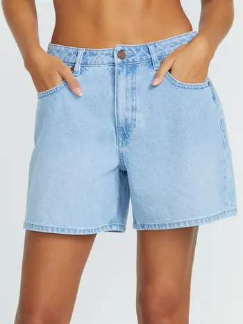 Volcom WOMEN'S STONED BOYFRIEND SHORTS BLUE BIRD