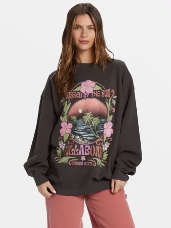 Billabong FEMMES RIDE IN OVERSIZED CREWNECK SWEATSHIRT BLACK SANDS 7