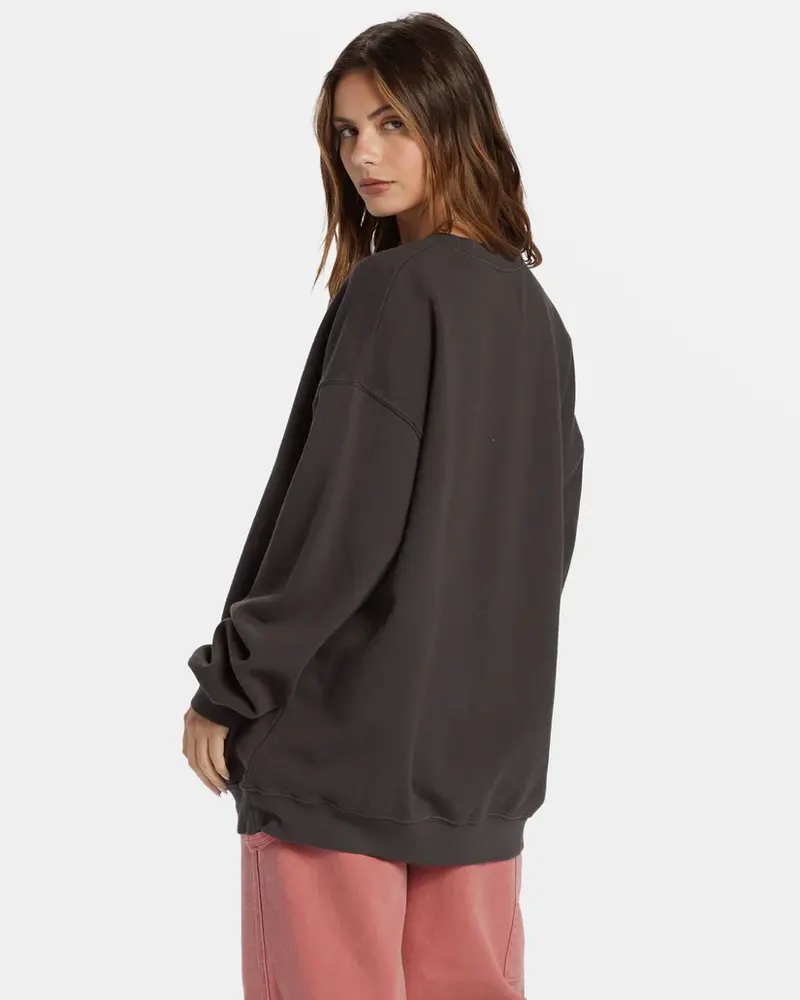 Billabong WOMEN'S RIDE IN OVERSIZED CREWNECK SWEATSHIRT BLACK SANDS 7
