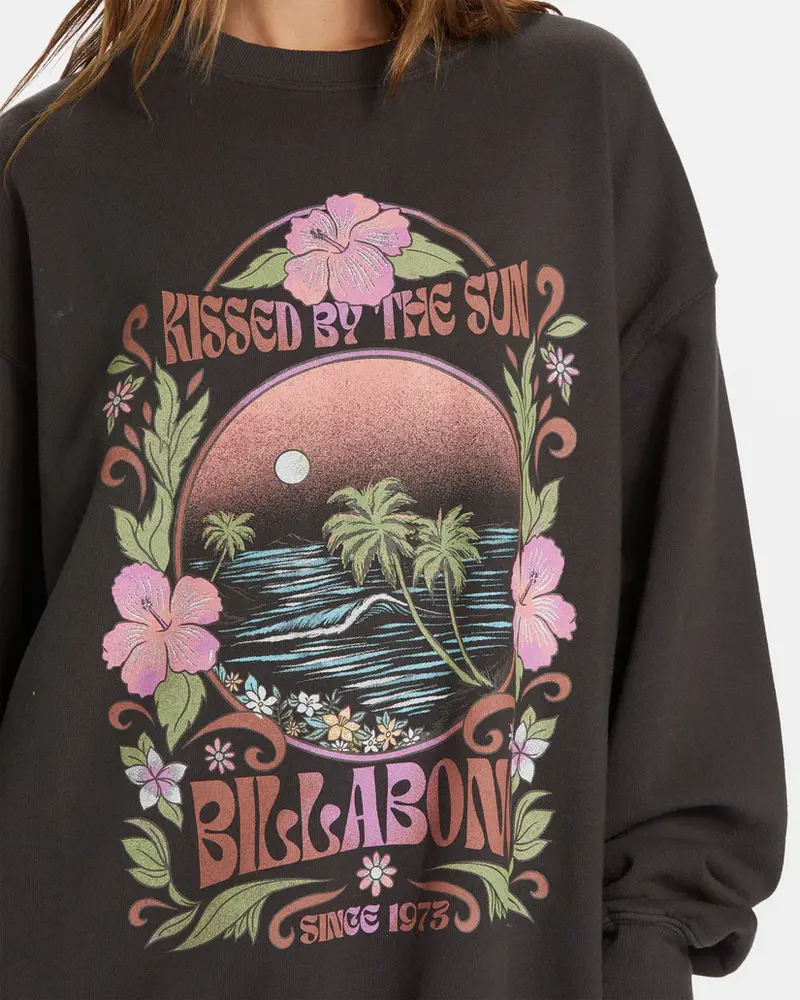 Billabong WOMEN'S RIDE IN OVERSIZED CREWNECK SWEATSHIRT BLACK SANDS 7