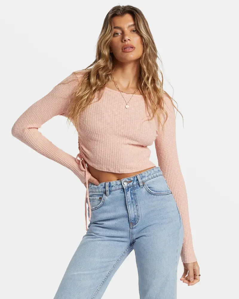 Billabong FEMMES ITS A VIBE LS CROPPED TOP DUSTY PEACH