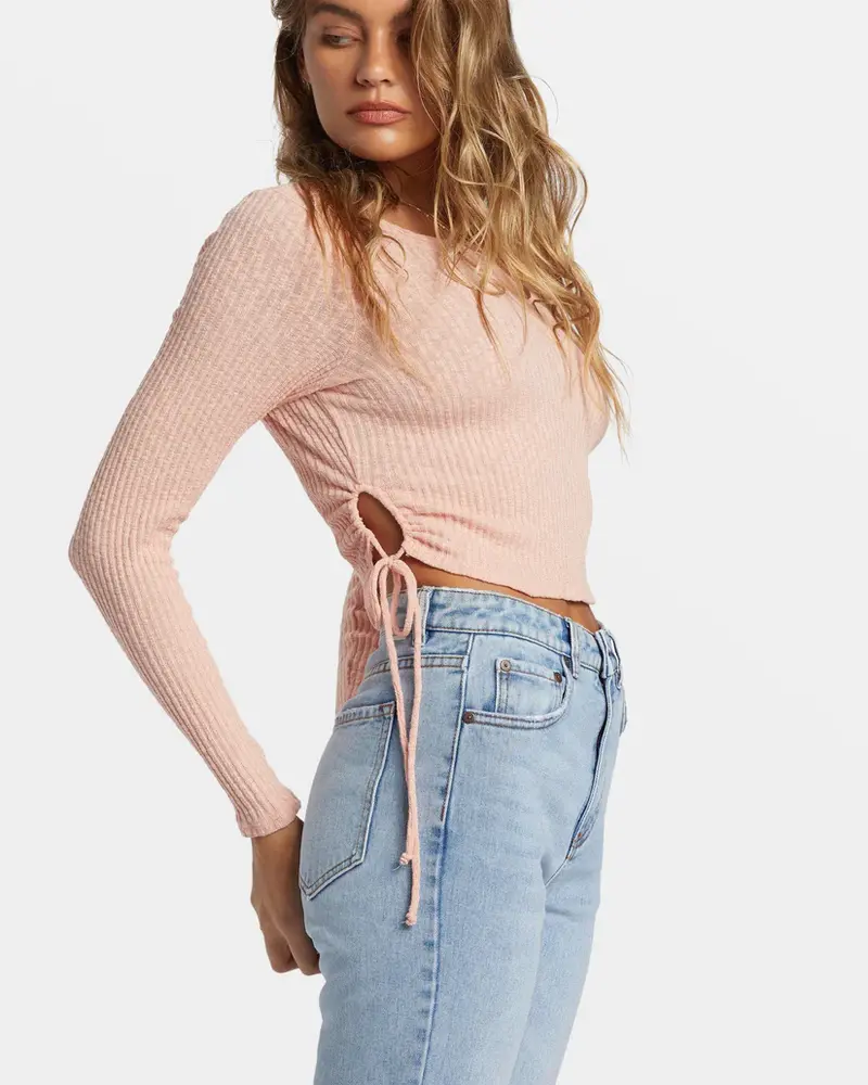 Billabong FEMMES ITS A VIBE LS CROPPED TOP DUSTY PEACH