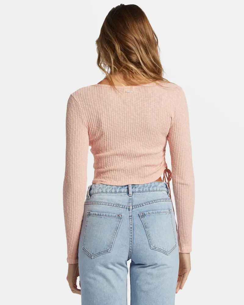 Billabong FEMMES ITS A VIBE LS CROPPED TOP DUSTY PEACH