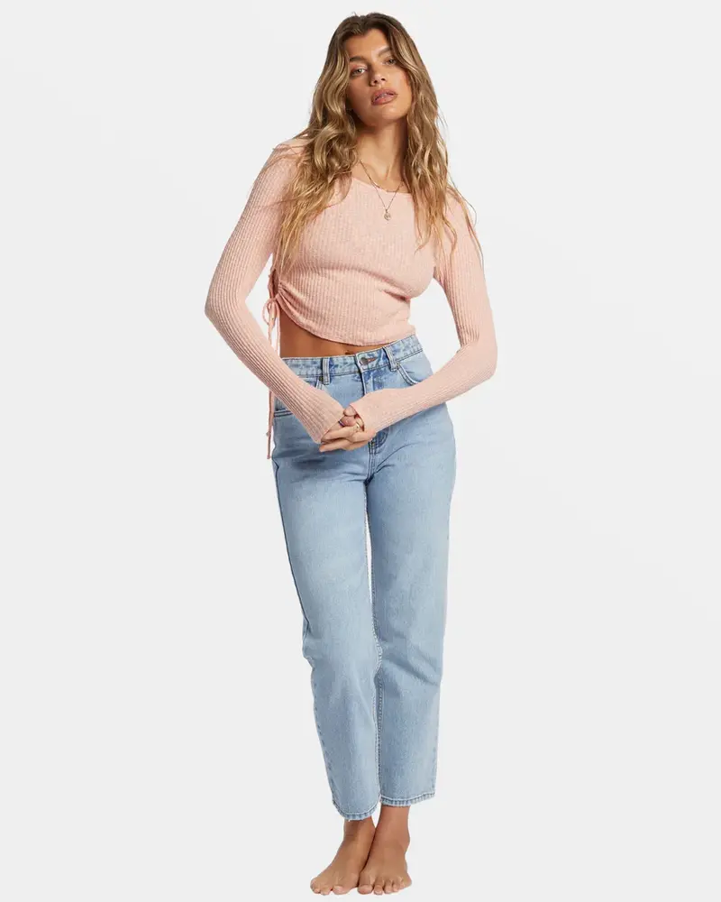 Billabong FEMMES ITS A VIBE LS CROPPED TOP DUSTY PEACH