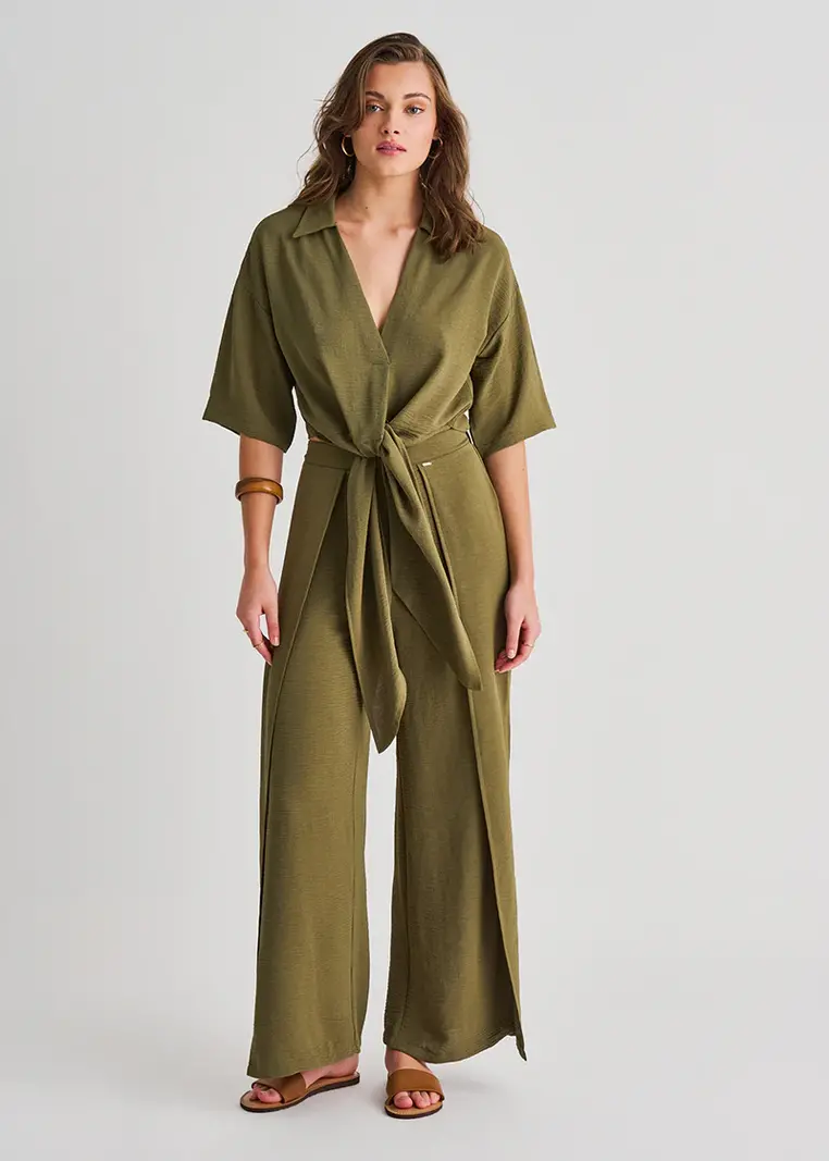 Everyday Sunday CHEMISE COUVRE-MAILLOT À NOUER GREEN JUNGLE
