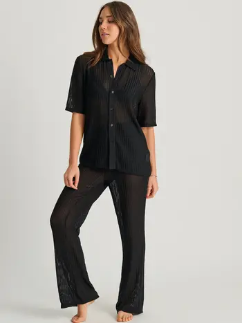 Everyday Sunday CHEVRON COVER-UP SHIRT BLACK
